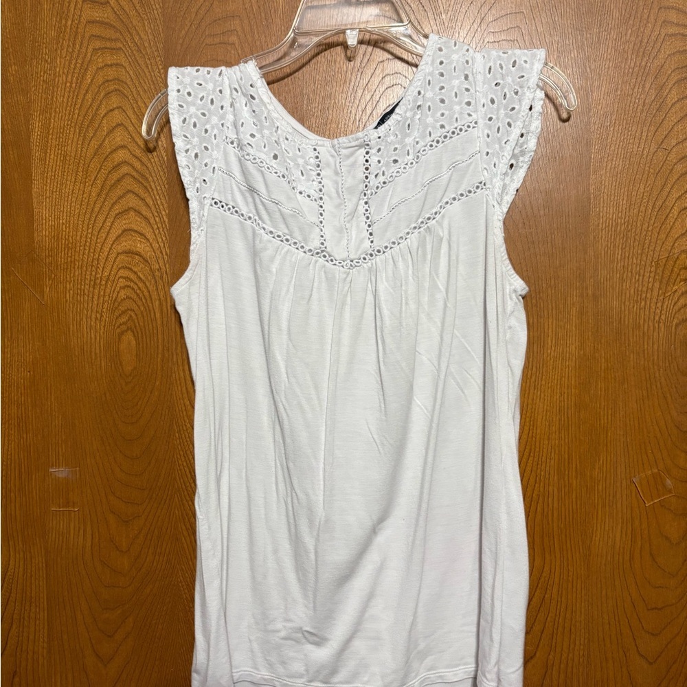 Adrianna Papell White Eyelet Blouse